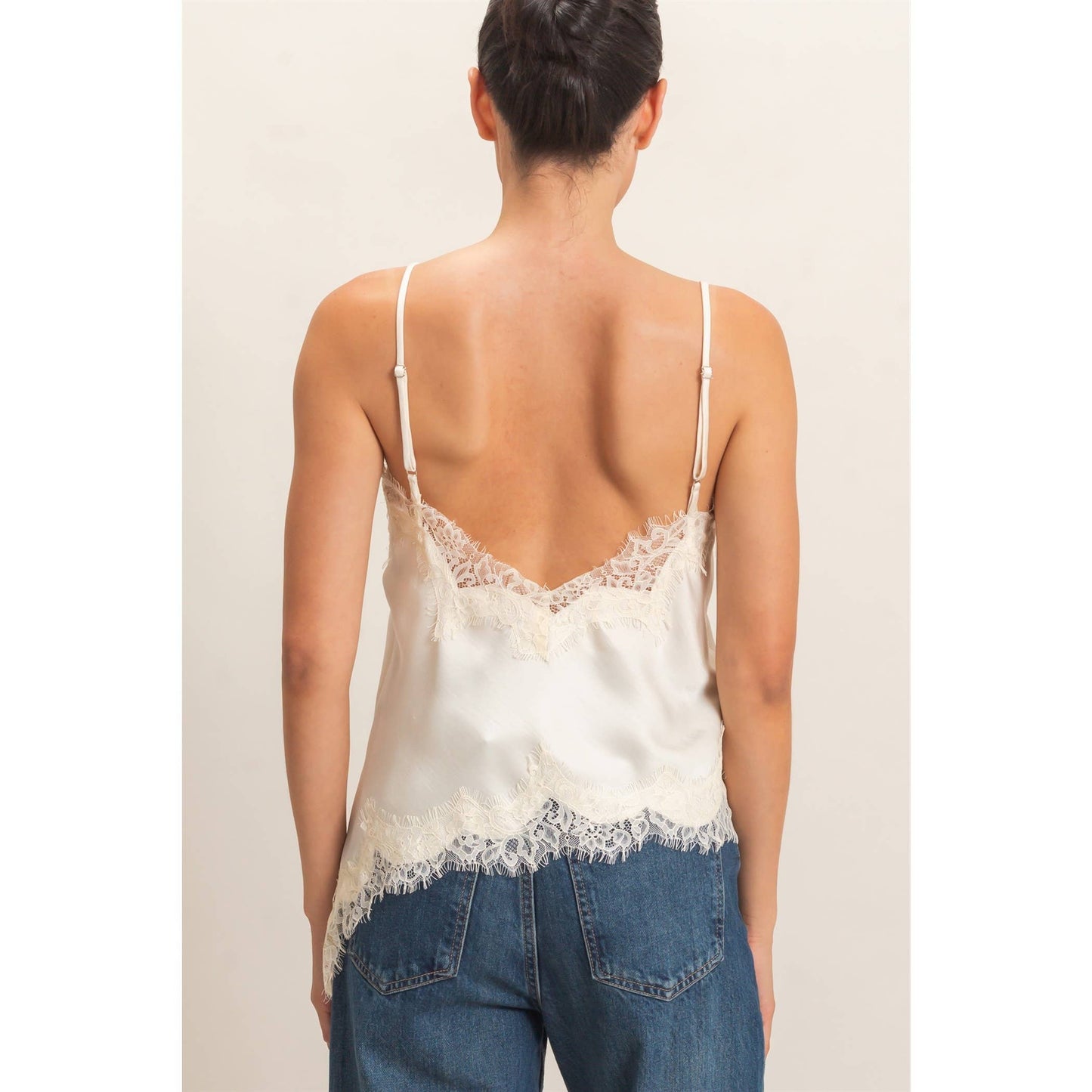 Asymmetrical Satin Lace Top
