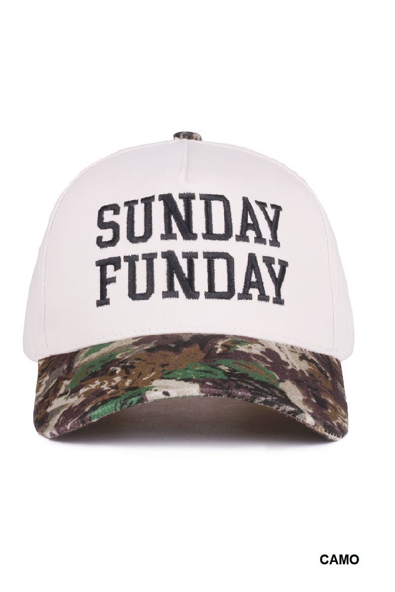 Sunday Funday Two Tone Canvas Cotton Cap  Zenana Consgt.