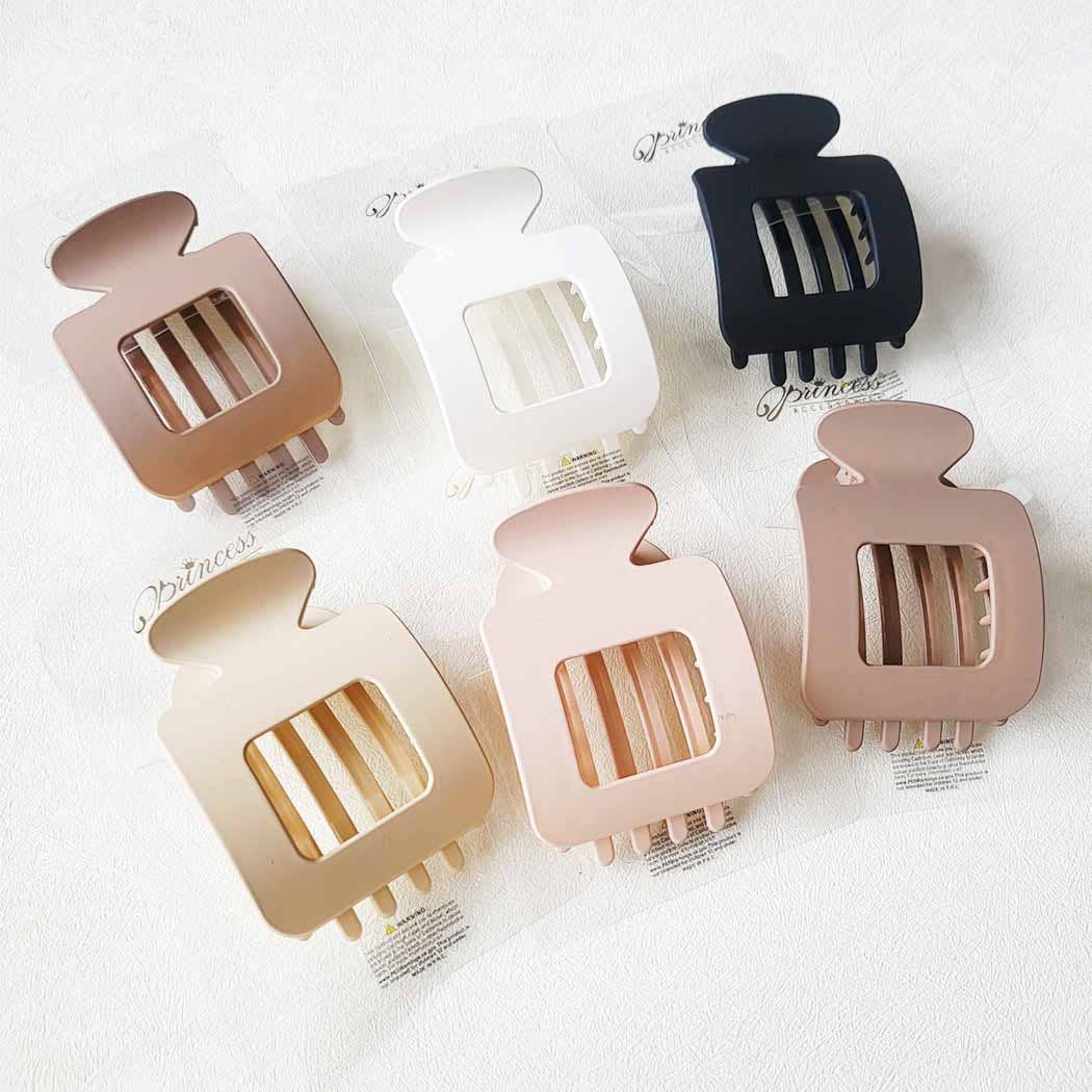 Matte Neutral Square Shaped Flat Hair Claw Clips