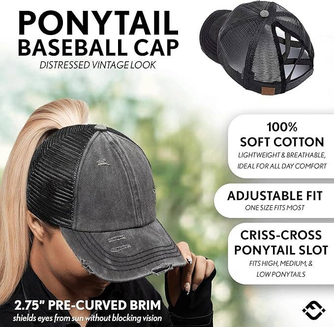 Criss Cross Ponycap - Boy Mom - Black