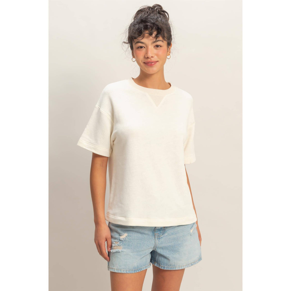 Crew Neck Short Sleeve Top