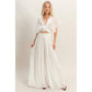 Collared Wrap Top & Wide-Leg Pants Set