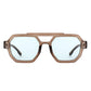 Square Geometric Block Aviator Brow-Bar Sunglasses