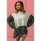 MIXED STRIPE SIDE SLIT SWEATER