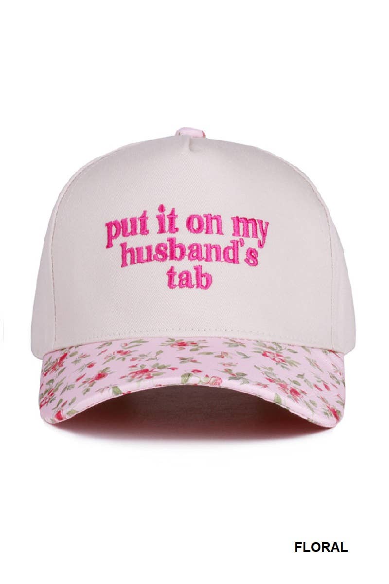 `Put It On My Husband's Tab Two Tone Canvas Cap
