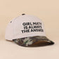 Girl Math Is Always The Answer Two Tone Snapback Hat Zenana Consgt.