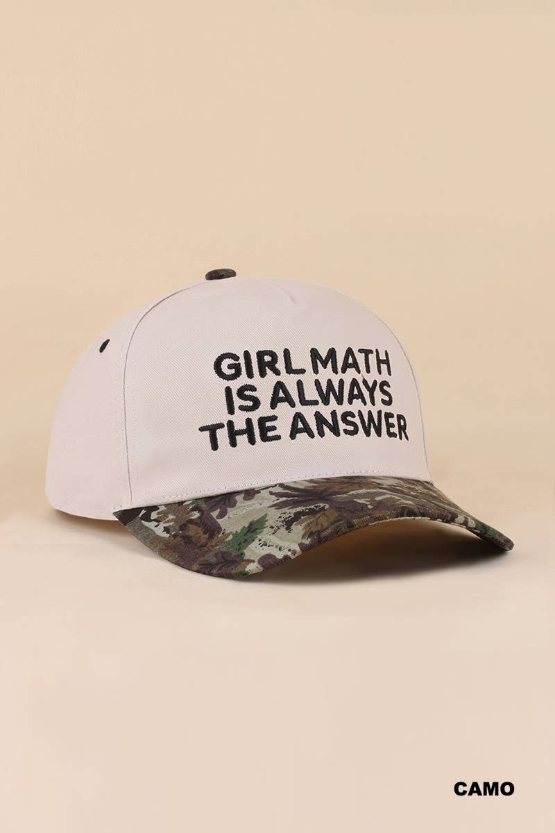 Girl Math Is Always The Answer Two Tone Snapback Hat Zenana Consgt.
