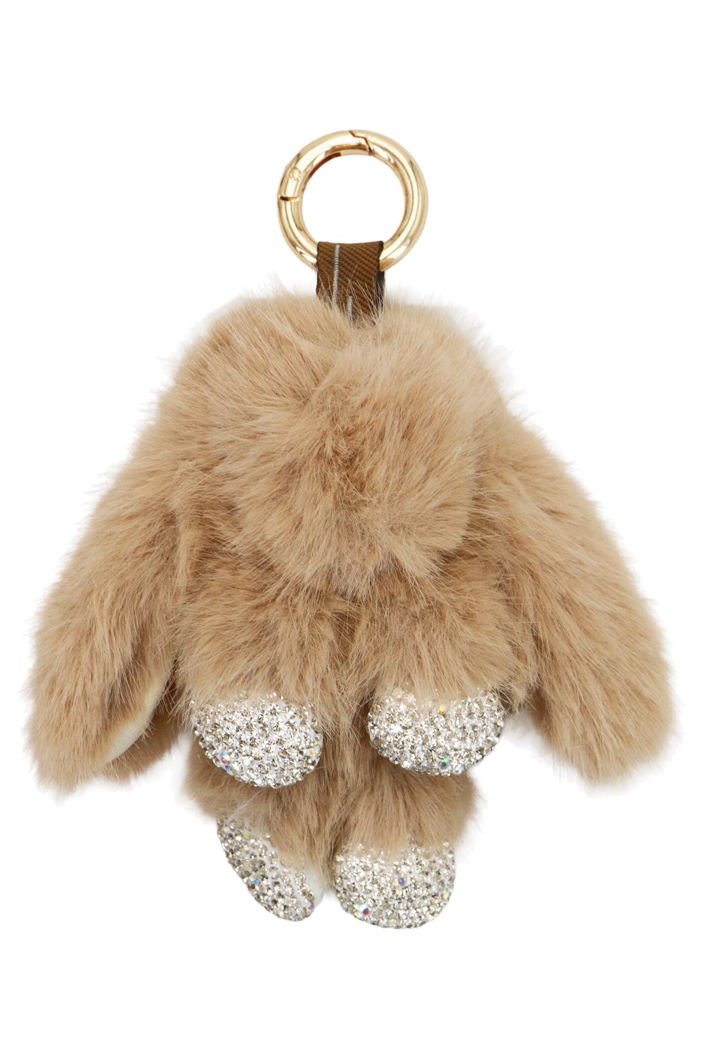 Bling Bunny Rabbit Soft Fur Plush Doll Keychain