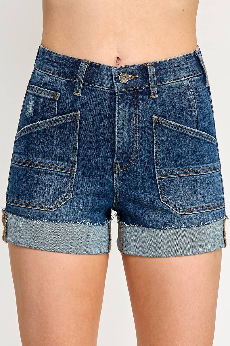 S8036D-TUMMY CONTROL HIGH RISE WITH CUFF SHORTS