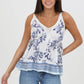 B2BB1-A924 V NECK LACE TRIM SIDE TIES TANK TOP