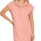 Textured Knit Jacquard Quarter Zipper Dress Zenana