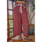 RUFFLED BOTTOM DETAIL CHRISTMAS PLAID CHECK LACE TRIM PANTS