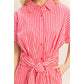 Collared Striped Romper With Sash