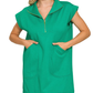 Textured Knit Jacquard Quarter Zipper Dress Zenana