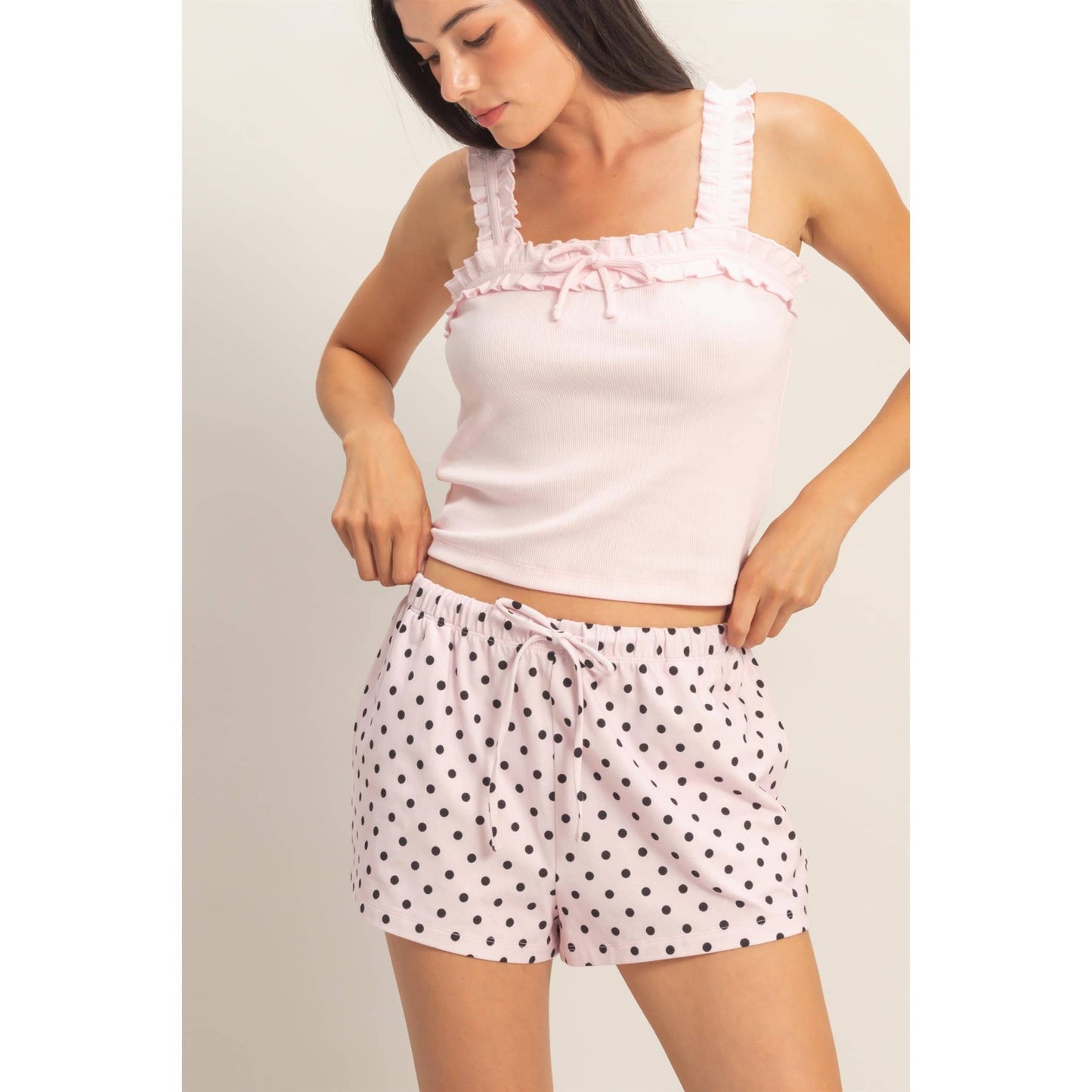 Polka Dot Drawstring Shorts