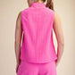 Stand Collar Slit V-Neck Sleeveless Top