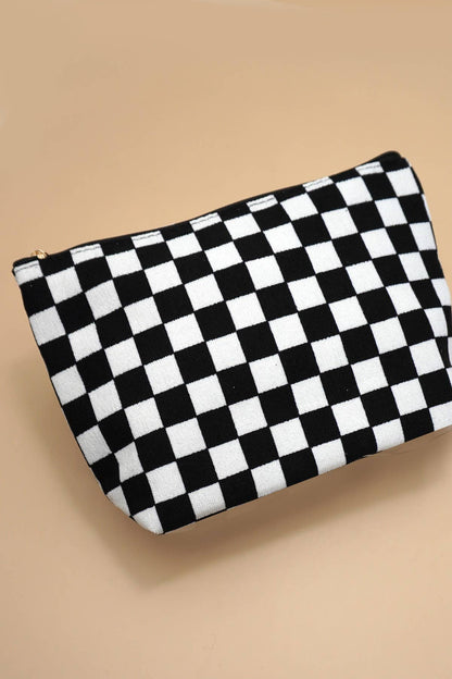 TRAVEL CHECKER GINGHAM COSMETIC MAKEUP POUCH BAG | 40P571