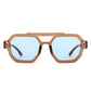 Square Geometric Block Aviator Brow-Bar Sunglasses