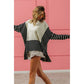 MIXED STRIPE SIDE SLIT SWEATER