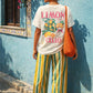 Limoncello Front and Back Print Cream T-Shirt
