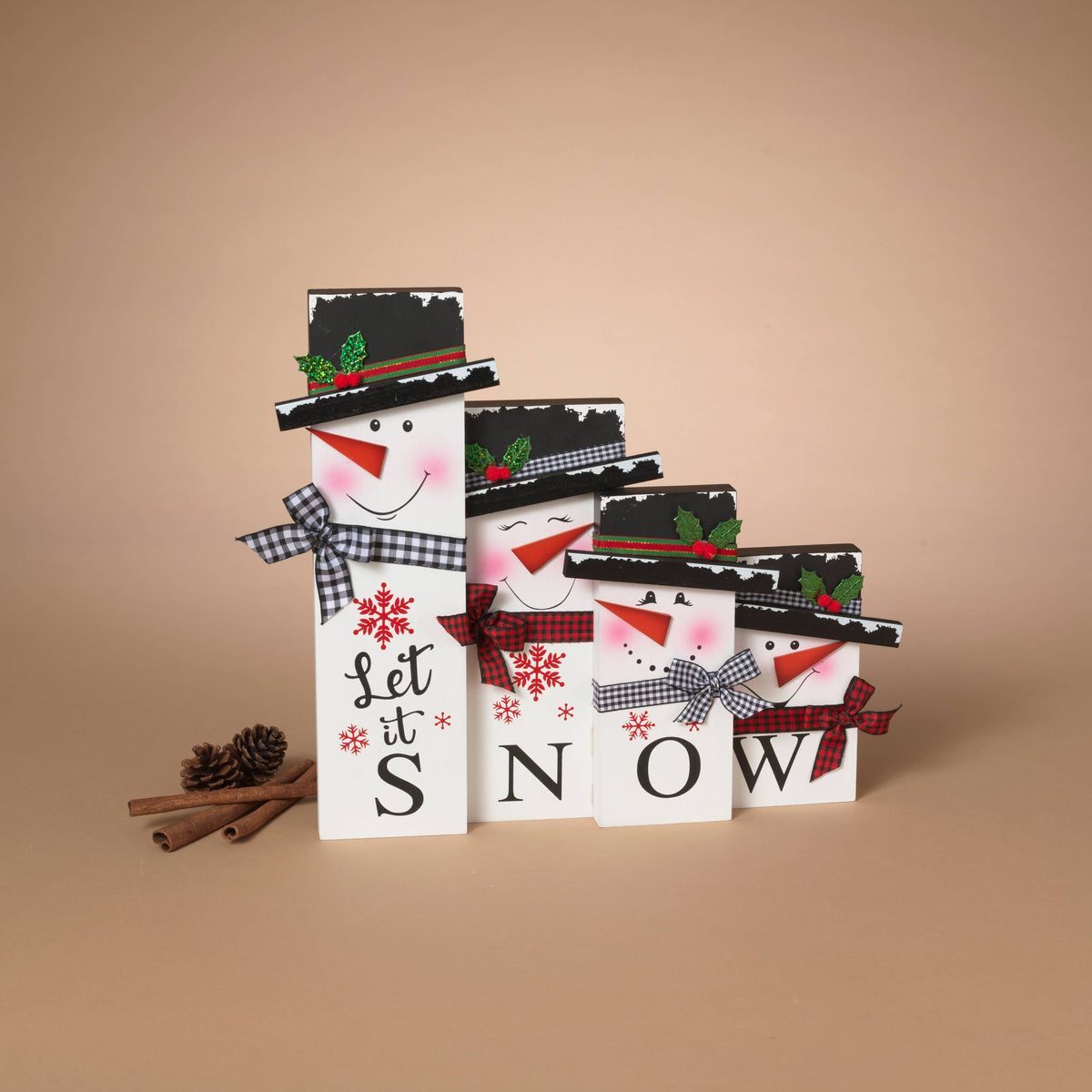 Christmas 16.1" Wood Holiday Snowman Family Decor