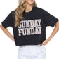 Puff' Sunday Funday Graphic S/S Faux Cropped Tee