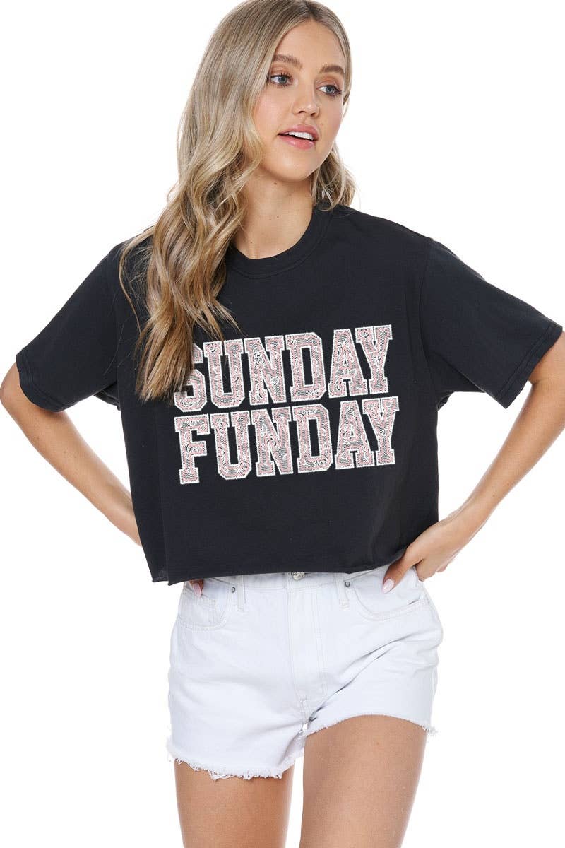 Puff' Sunday Funday Graphic S/S Faux Cropped Tee