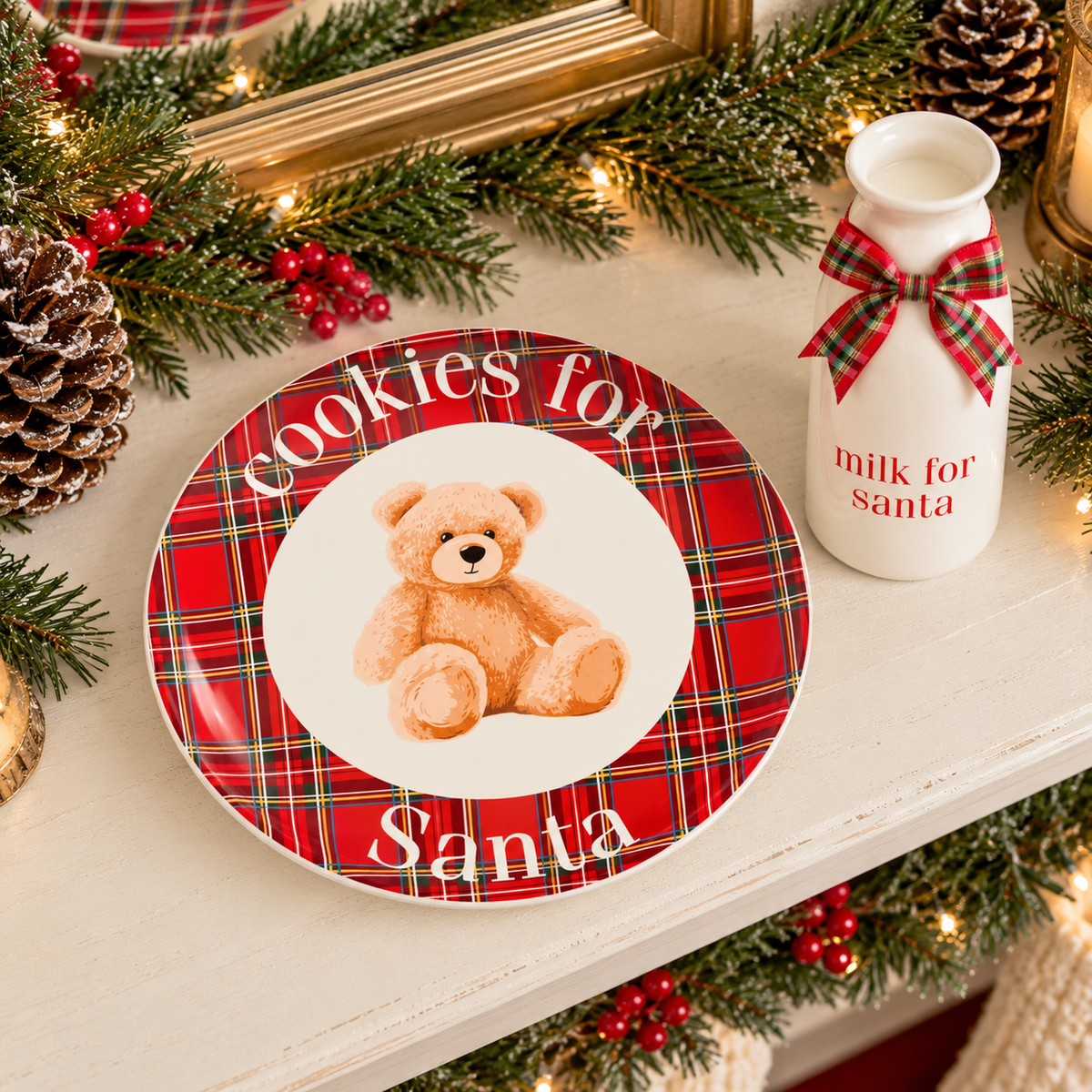 Cookies for Santa Christmas Gift Set, Red and Green Plaid