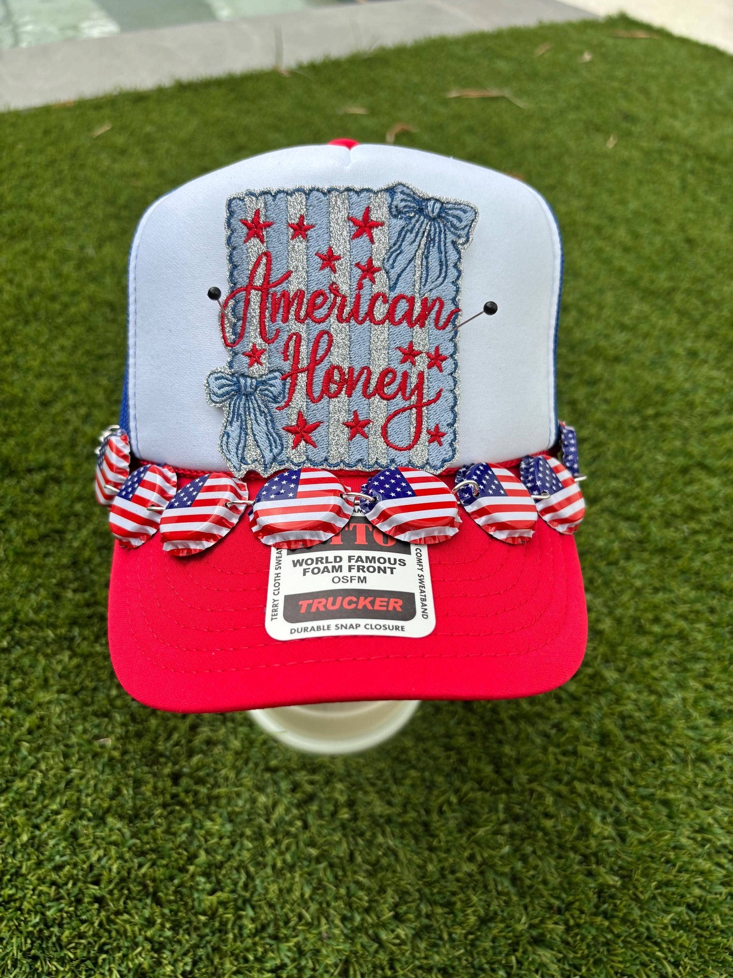 Trendy American Flag Bottle Top Hat Chain