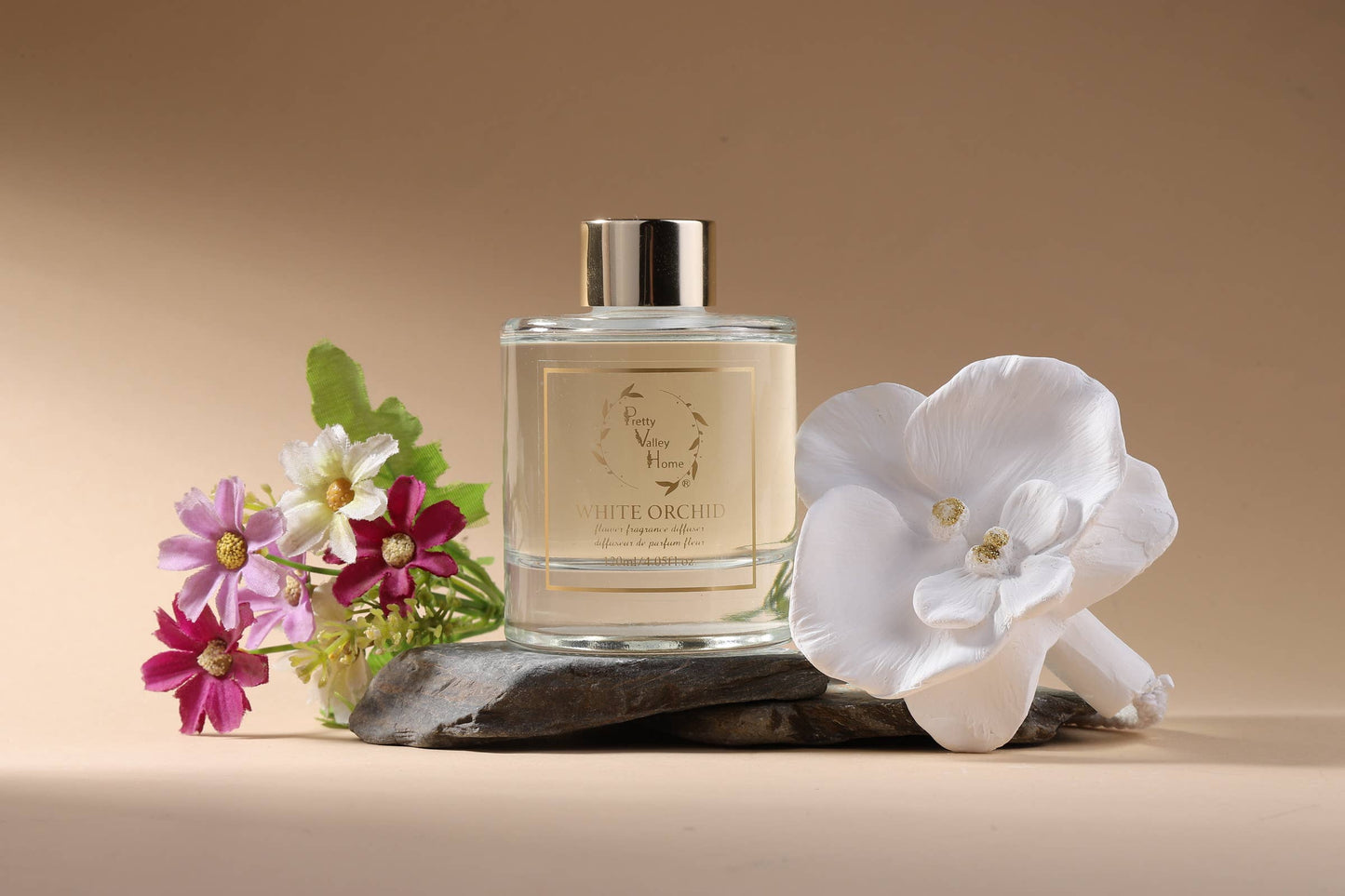 Golden Orchid Flower Diffuser Gift Set - White Orchid
