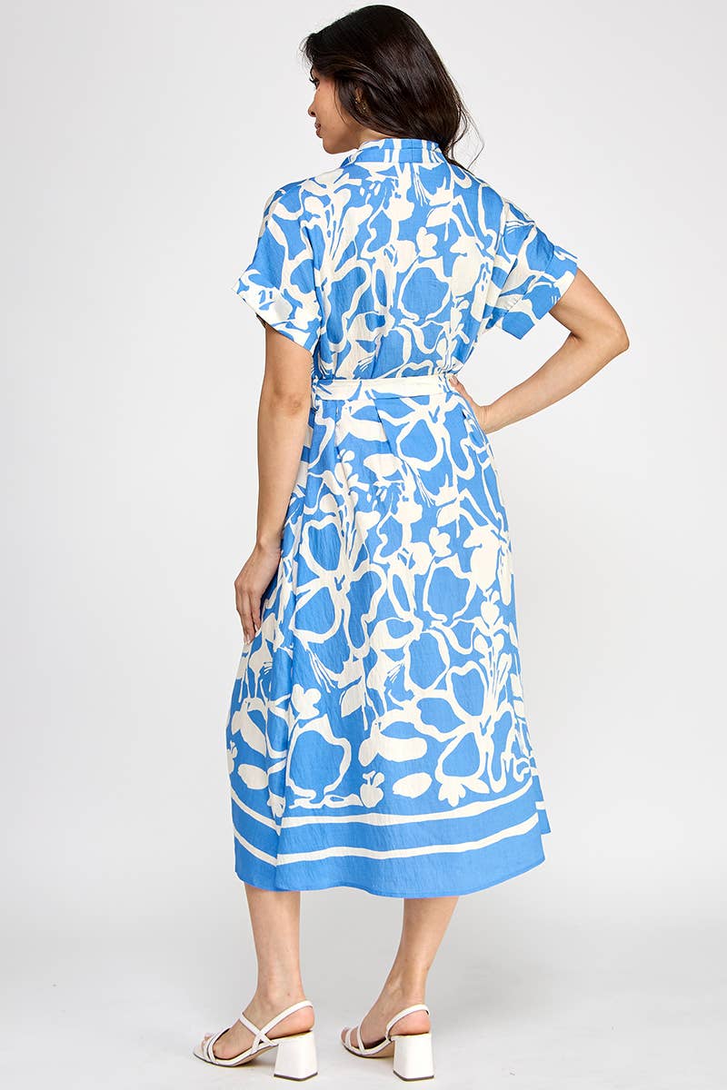 Floral Short Sleeve Midi Dress
