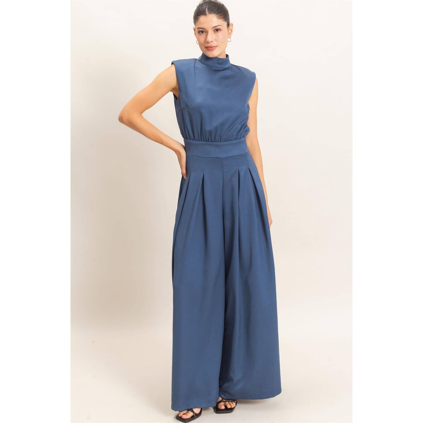 Sleeveless Mock Neck Jumpsuit