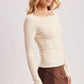 LACE TRIM SQUARE & BOAT NECK 2-WAY KNIT TOP