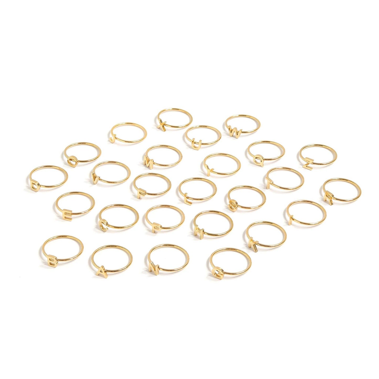 18k Gold Initial Letter Stacking Rings
