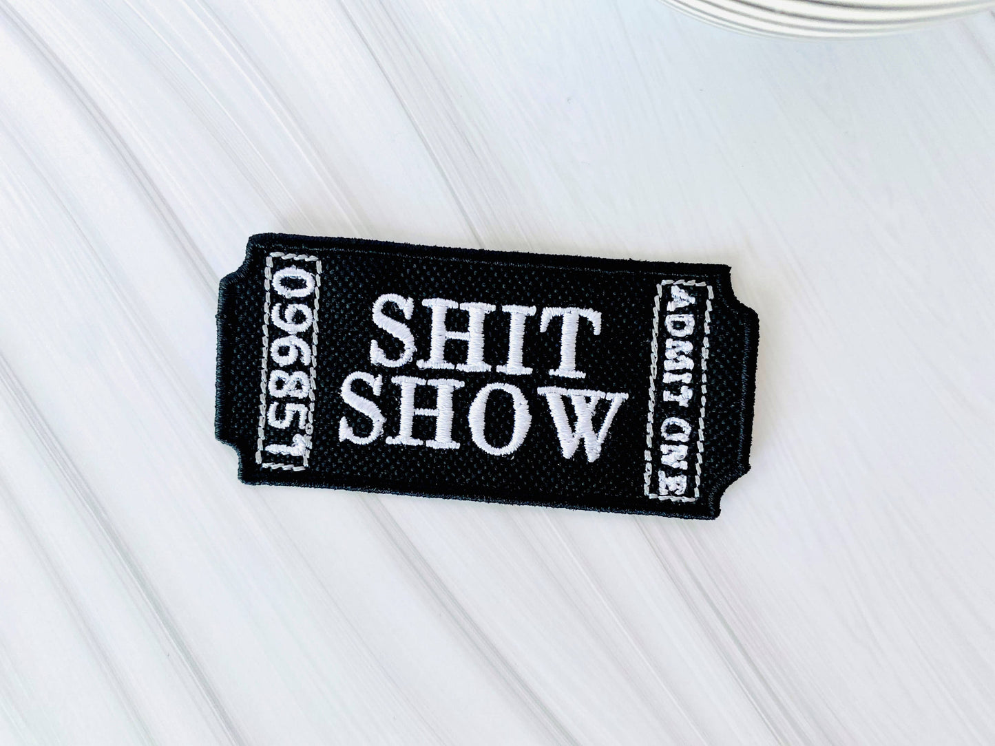 Shitshow ticket embroidered iron-on hat patch