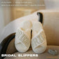 Open-Toe Fuzzy Bridal Slippers - Bride