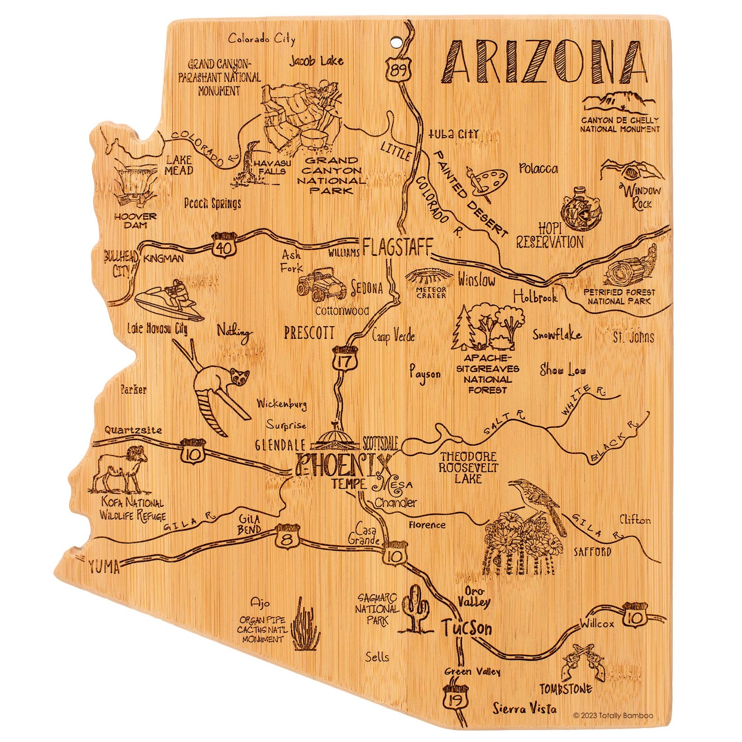 Destination Arizona Cutting Board with Engraved Artwork