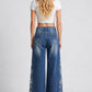 HIGH RISE WIDE LEG WITH LASER PRINT