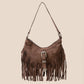 Faux Suede Cascade Fringe Shoulder Bag
