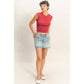 Ruched Waist Cap Sleeve Top