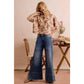 WIDE LEG FLARE WASHED DENIM JEANS WITH SIDE SEAM