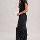BUTTON DOWN UTILITY SHIRTING JUMPSUIT