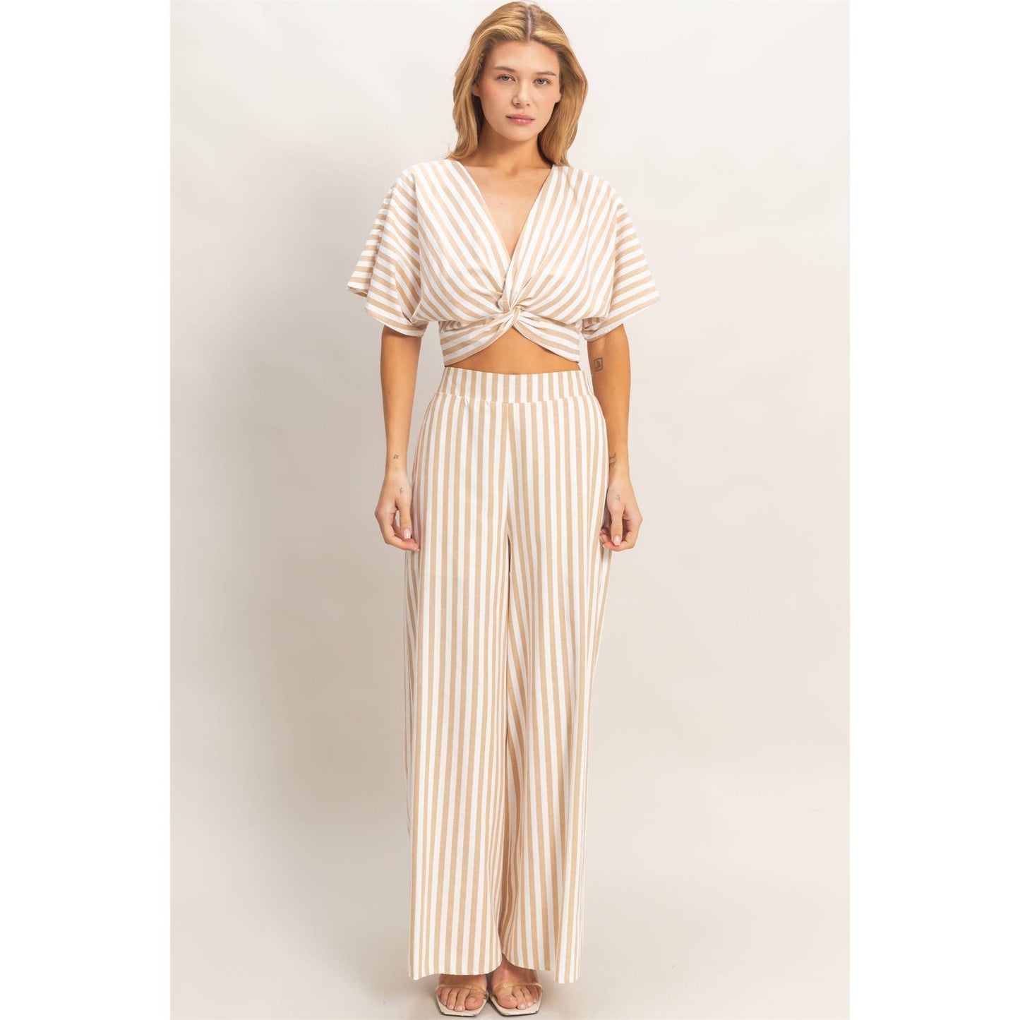 Striped Twist Front Top & Pants