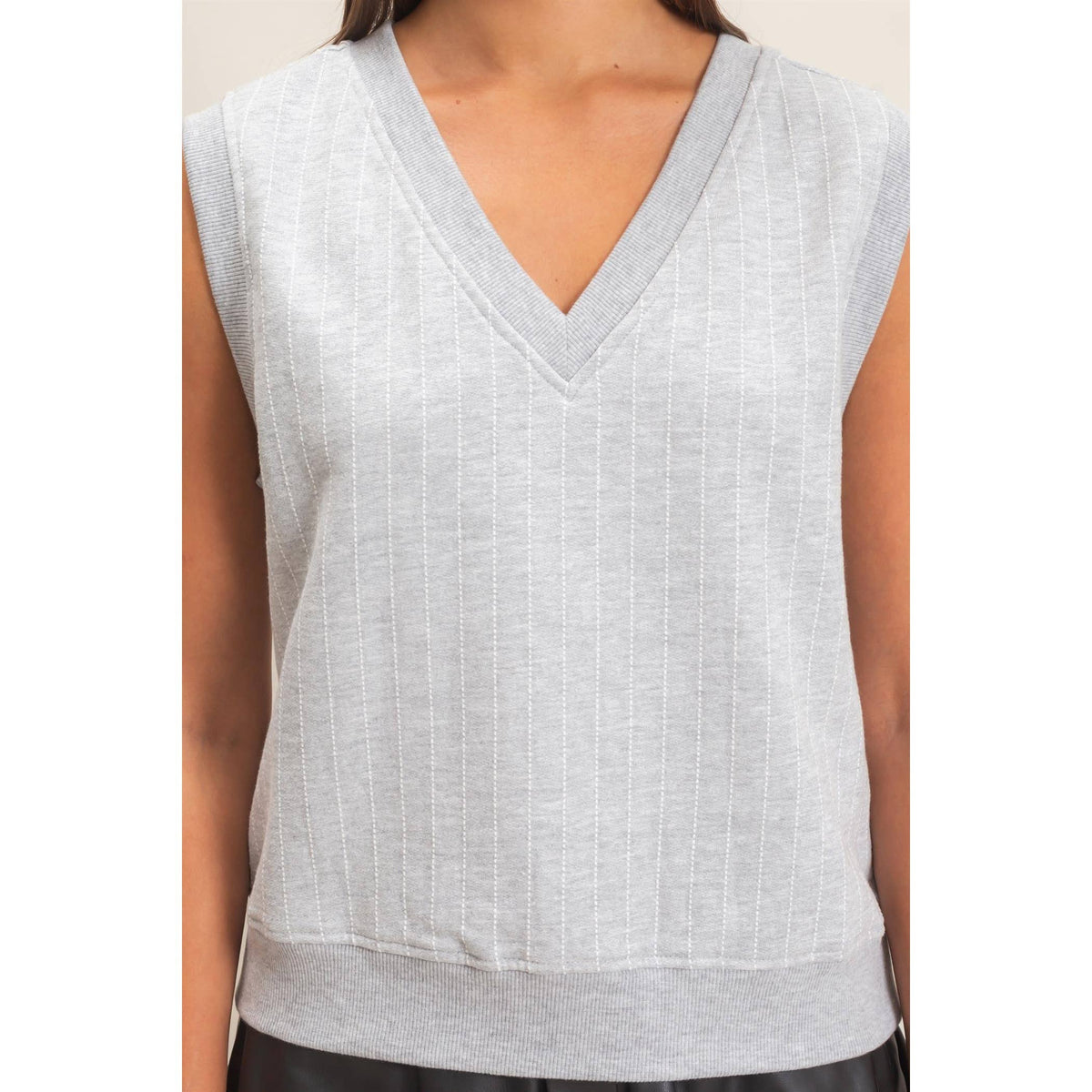 V-Neck Pinstripe Sleeveless Top