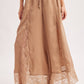 SATIN LACE TRIMMED DRAWSTRING PALAZZO PANTS