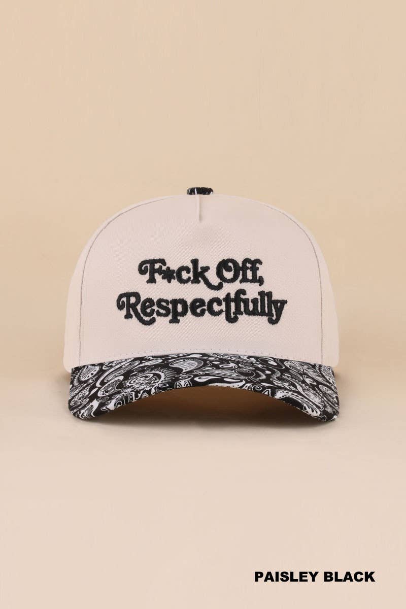 Fxck Off Respectfully Two Tone Canvas Cotton Cap Zenana Consgt.