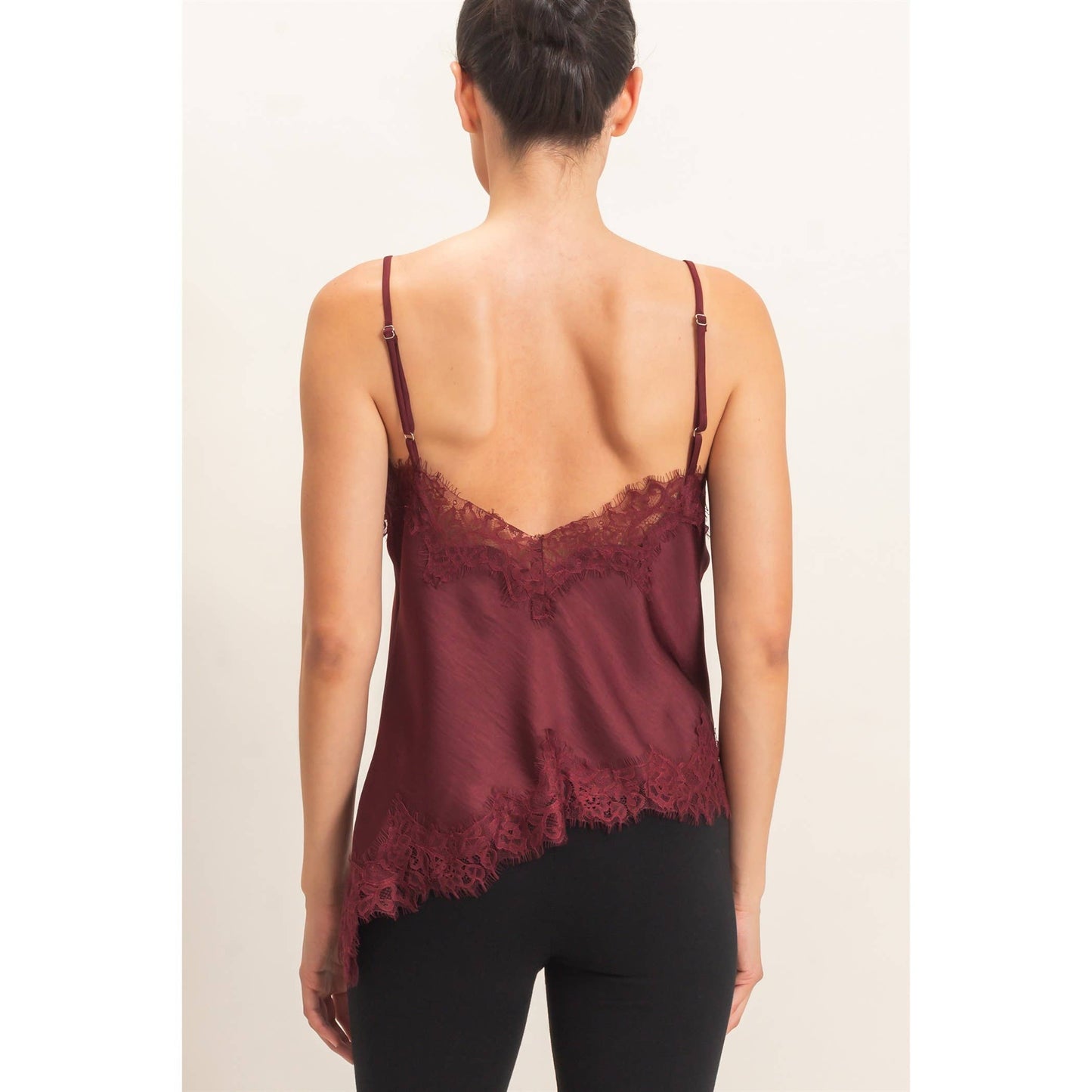 Asymmetrical Satin Lace Top