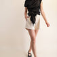 Boat Neck Waist Tie Blouse