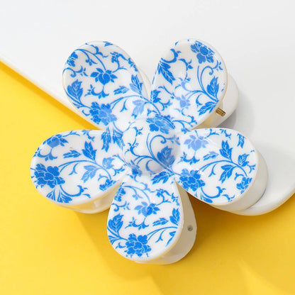 Blue & White Porcelain Flower Hair Claw Clips | 40H1065