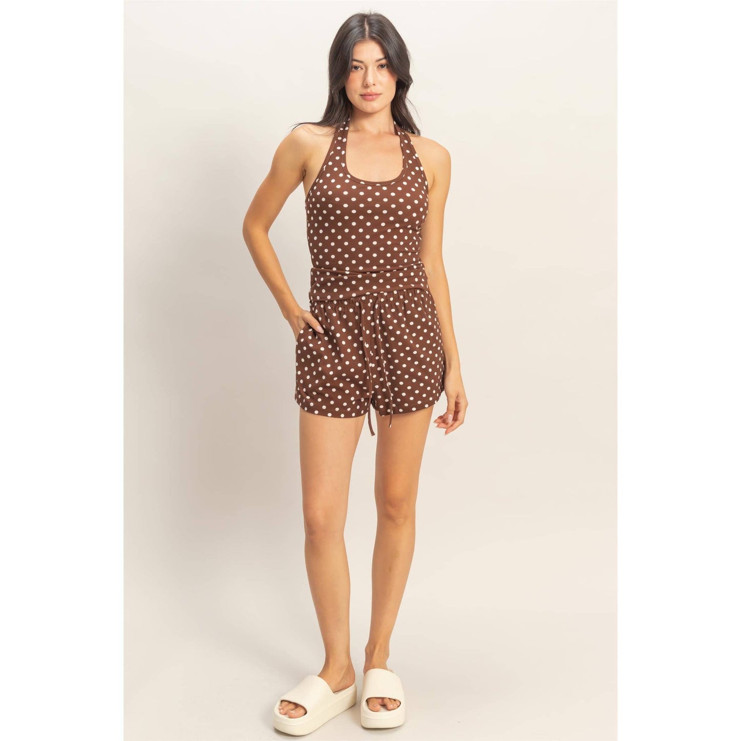 Polka Dot Drawstring Shorts